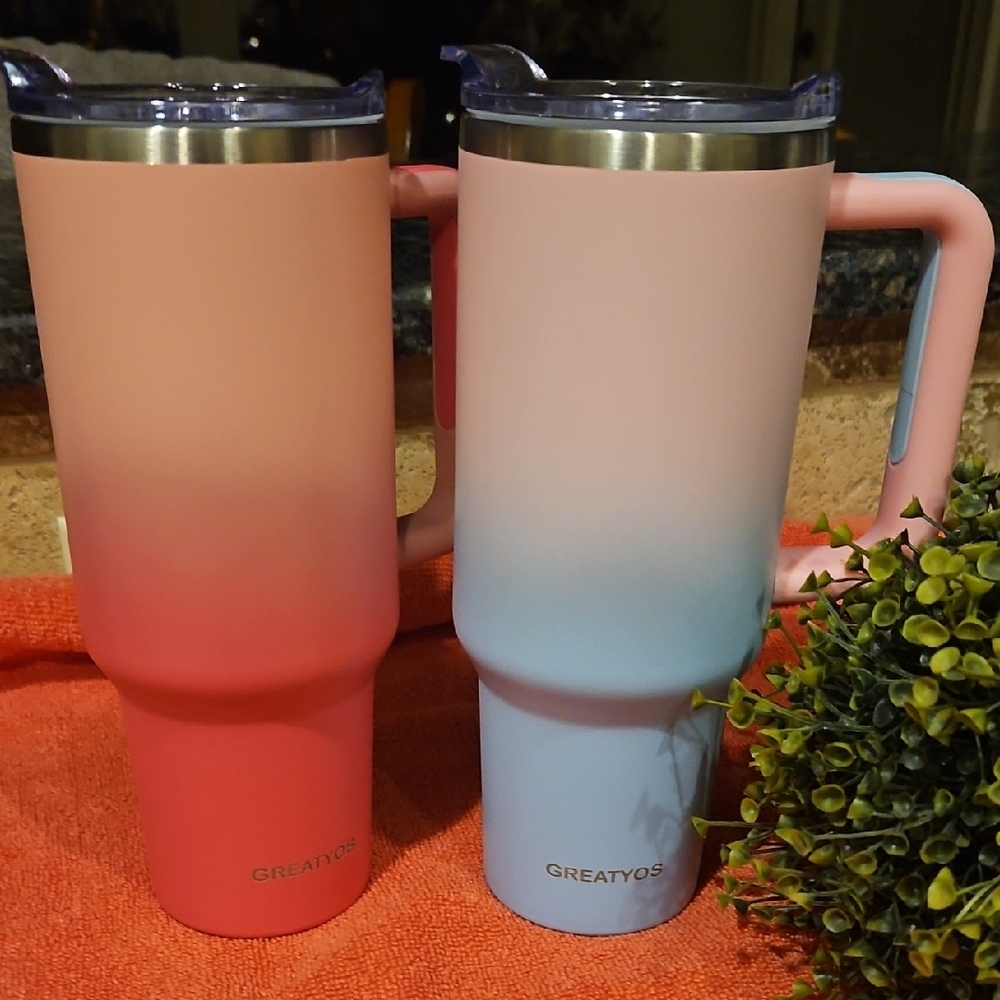 Dual-Tone Insulated Tumblers - Coral and Sky Greatyos Tumblers New